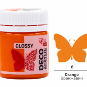 Оранжевий 06, глянцевий, 20 мл, фарба акрилова для декору ROSA Talent Оранжевий 06, глянцевий, 20 мл, фарба акрилова для декору ROSA Talent